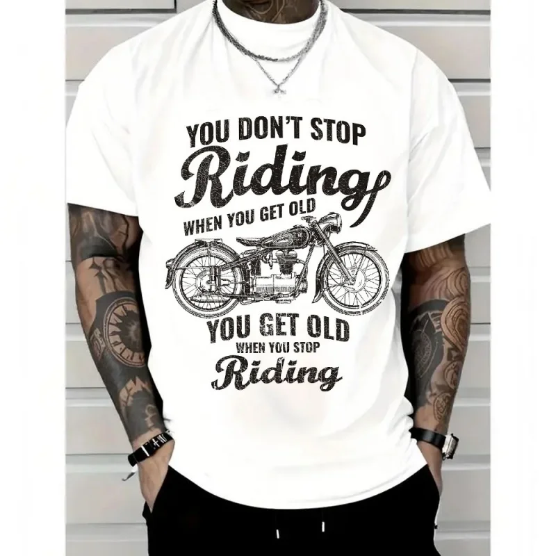 

Don't stop riding Retro Cafe Racer Gift T-Shirt for Racing bikers 100% cotton printed Motorcycle Graphic clothes All size Tops