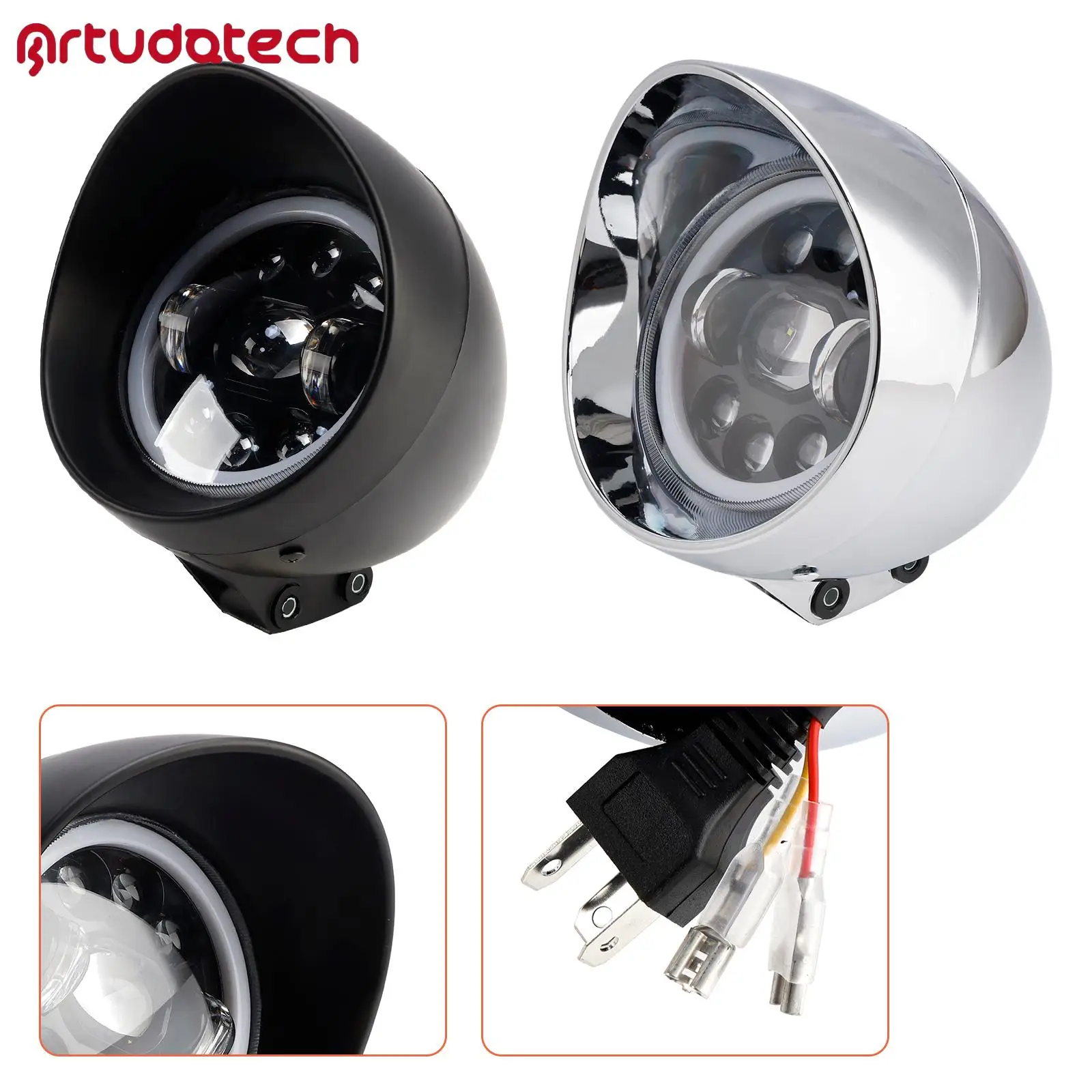 

5.75" Motorcycle Spotlight Headlight Fog 9-Bulbs for Motorcycle Scooter Chrome