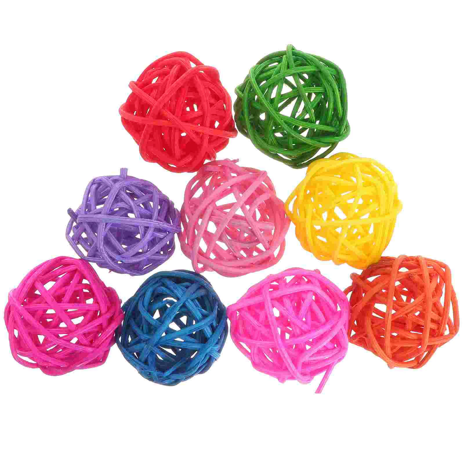 

50 PCS Parrot Chewing Toy Rattan Ball Toys Cockatiel Cockatiels Bird Bite for Weave