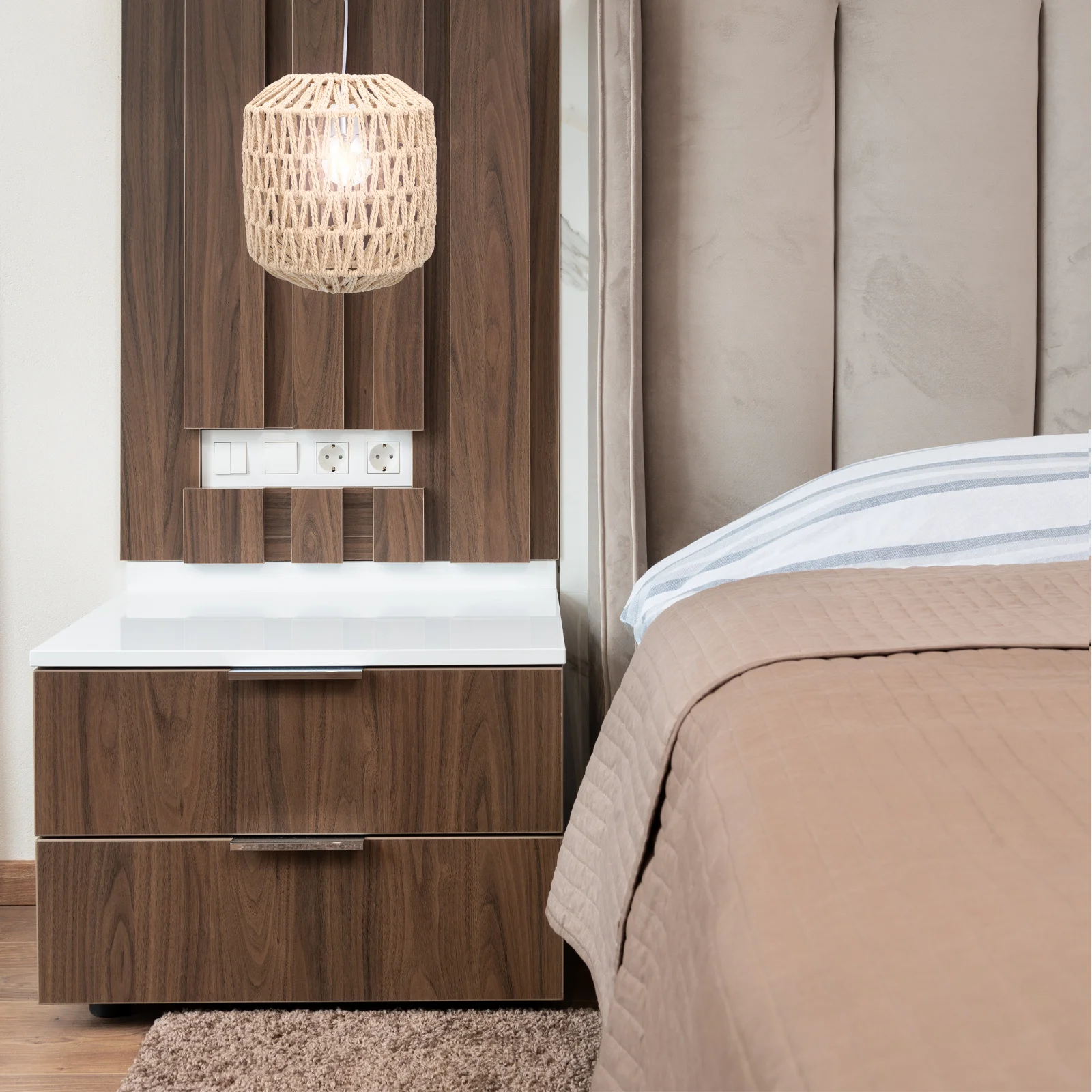 

Rustic Vintage Style Woven Imitation Rattan Lamp Shade Durable Ceiling Light Cover Decorative Lamp Decor for Home Cafe Bar