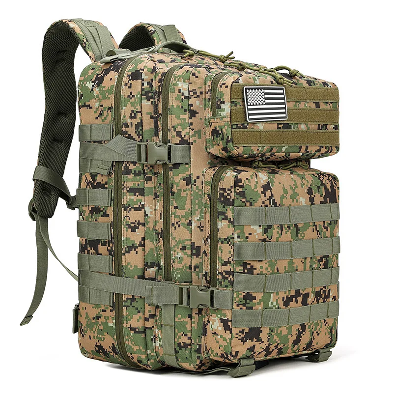 Camouflage Tactical Backpack Unisex Double Shoulder Bag for Hiking Cycling Travel Outdoor Walking Bag 600D Oxford Cloth
