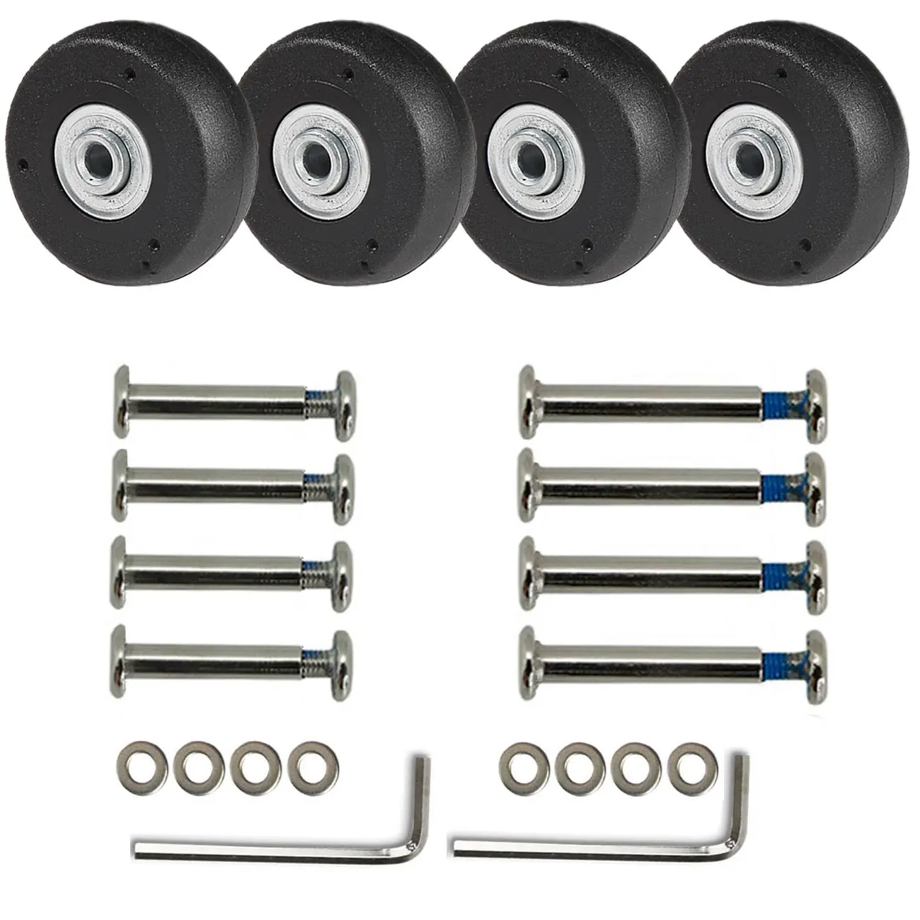 

GUGULUZA 4Pcs Black Luggage Wheel Replacement with Screw Travel Luggage Suitcase Wheels Axles Repair Kit Diameter 48mm