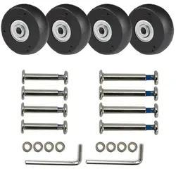 GUGULUZA 4Pcs Black Luggage Wheel Replacement with Screw Travel Luggage Suitcase Wheels Axles Repair Kit Diameter 48mm