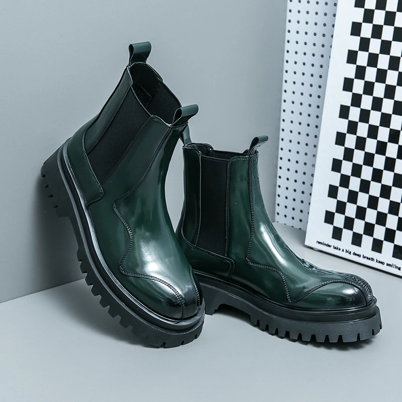 

Winter Men Classic Chelsea Boots Men Thick-soled Durable One-foot Business Fashion Brand Warm Boots Outdoor Training Boots Men