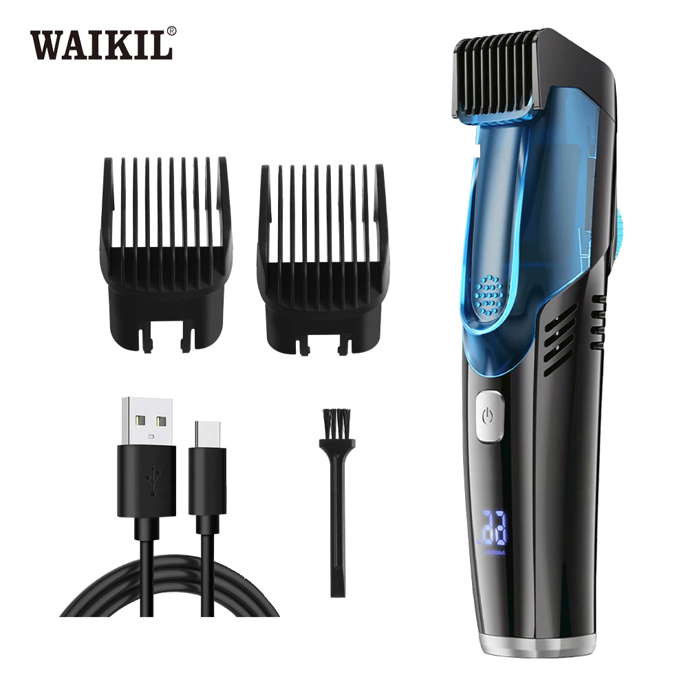 

WAIKIL New Men's Vacuum Shaving Machine USB Rechargeable Barber Portable Beard Trimmer Washable 2-in-1 Styling tools