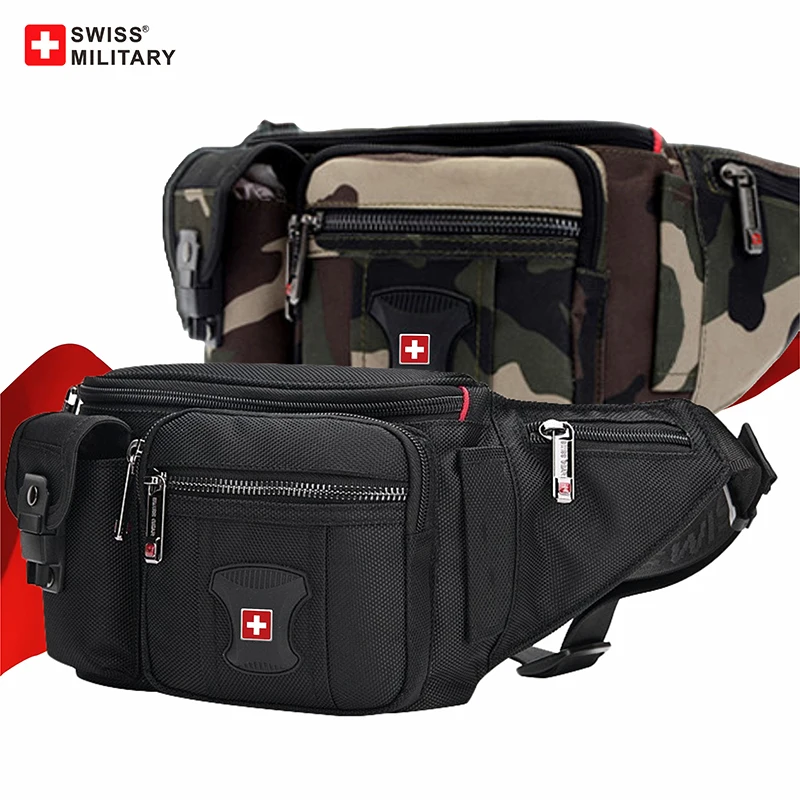 SUÍÇA MILITAR-bolsa de cintura impermeável para homens, bolso múltiplo, prático Fanny Pack, bolsa para telefone, esportes ao ar livre, camping,