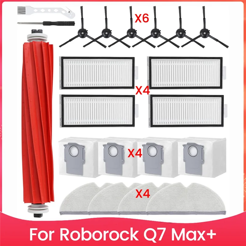 【Must-Haves】Kit de accesorios para Roborock Q7 Max+, piezas de repuesto para Robot aspirador, bolsas de fregona con filtro de Cepillo Lateral principal