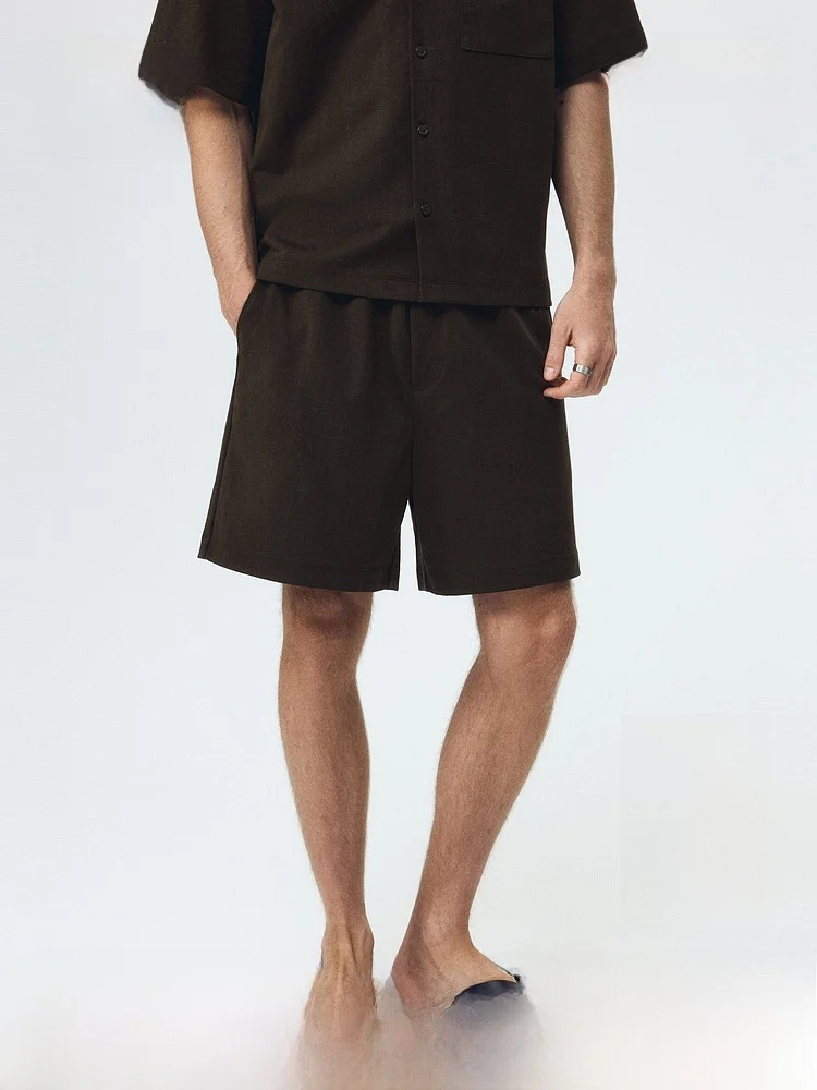 

H&M Men's Fashionable Double-sided Cloth Shorts Standard Fit Summer 2026 Polyester Nylon Cotton Lyocell Blend Casual Shorts
