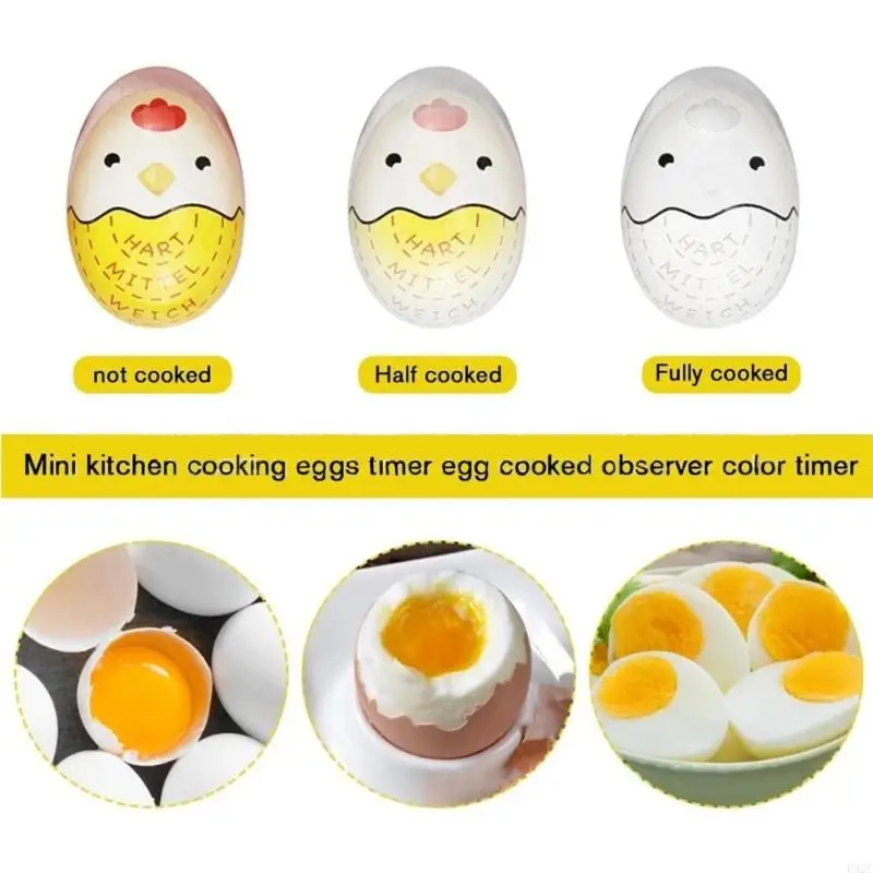 F92C mignon minuterie d'oeufs durs en plastique faire bouillir les oeufs thermomètre oeufs changement couleur cuisson Gadget