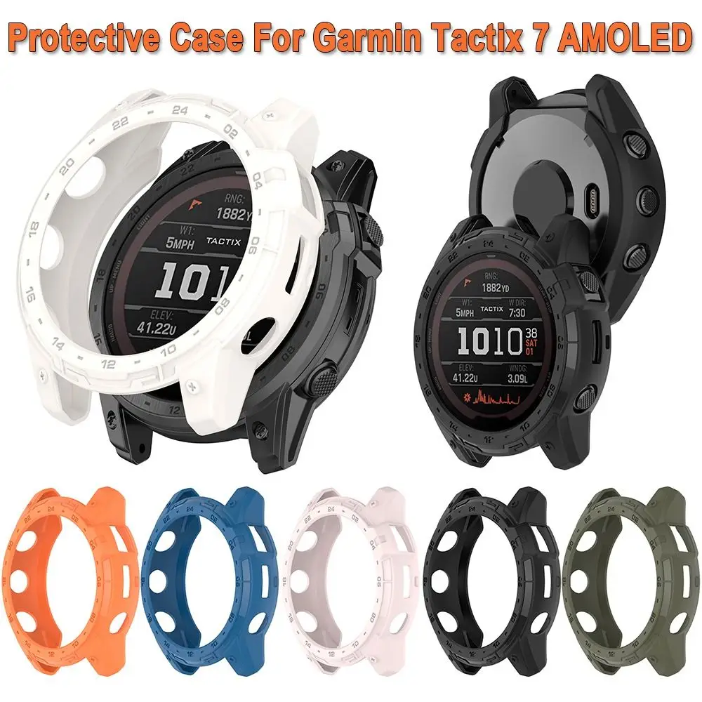 New TPU Protective Case Bumper Frame Edge Shell Cover Soft Screen Protector for Garmin Tactix 7 AMOLED Smart Watch