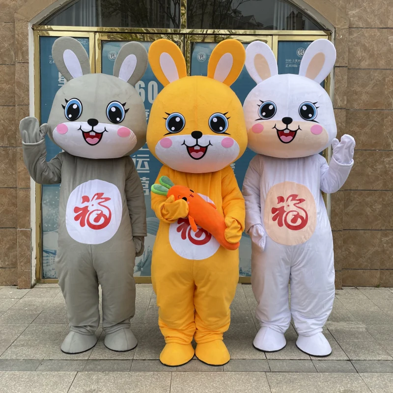 Rabbit Cartoon Doll Costume Zodiac Mascot Rabbit New Year Meeting Activity Performance God of Wealth Rabbit Doll Costume Props