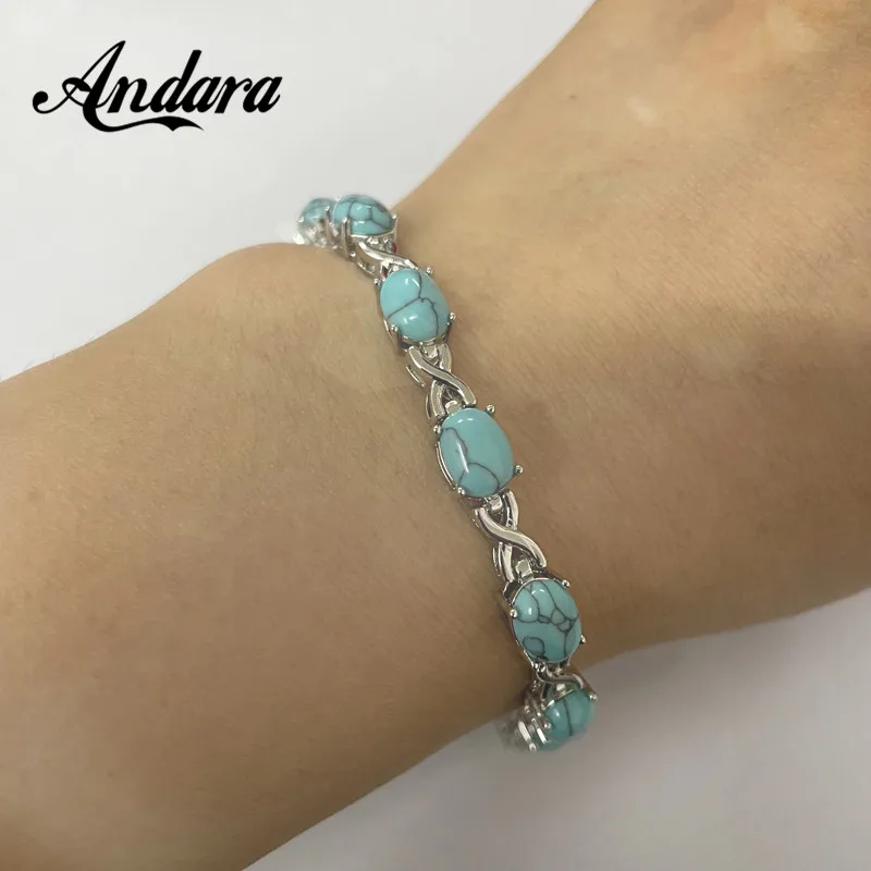 Andara 925 Sterling Silber Türkis Armband für Damen Erschwinglicher Luxusschmuck Geschenk Verlobung – Detail 6