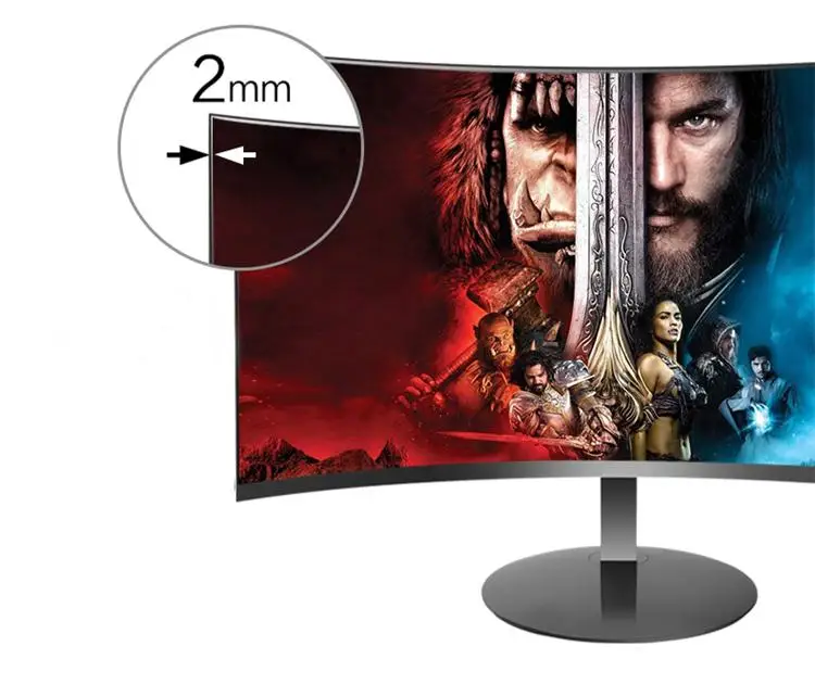 Black 24 Inch Curved Gaming Monitor DC 12V with 144hz 2ms