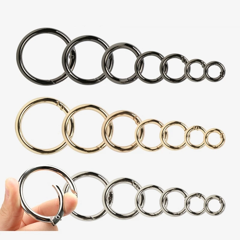 5/10Pcs Alloy Spring Clasp O-ring Openable Round Carabiner Keychain Clasp Bag Clip Snap Hook Chain For DIY Craft Ornament Making