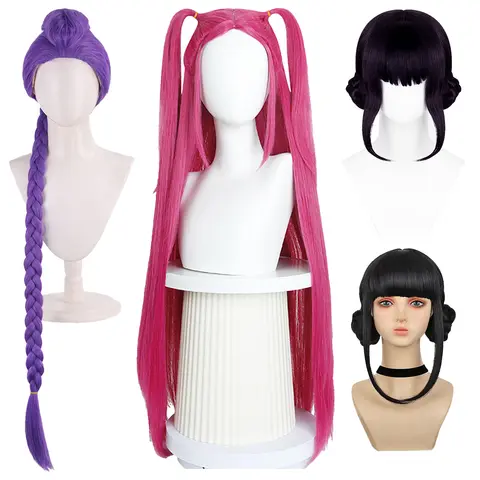 High-Quality Anime Rumi Mila Zoe Cosplay Synthetic Hair - Purple, Black Suitable For Women'S Daily Party Heat Resistant Wig