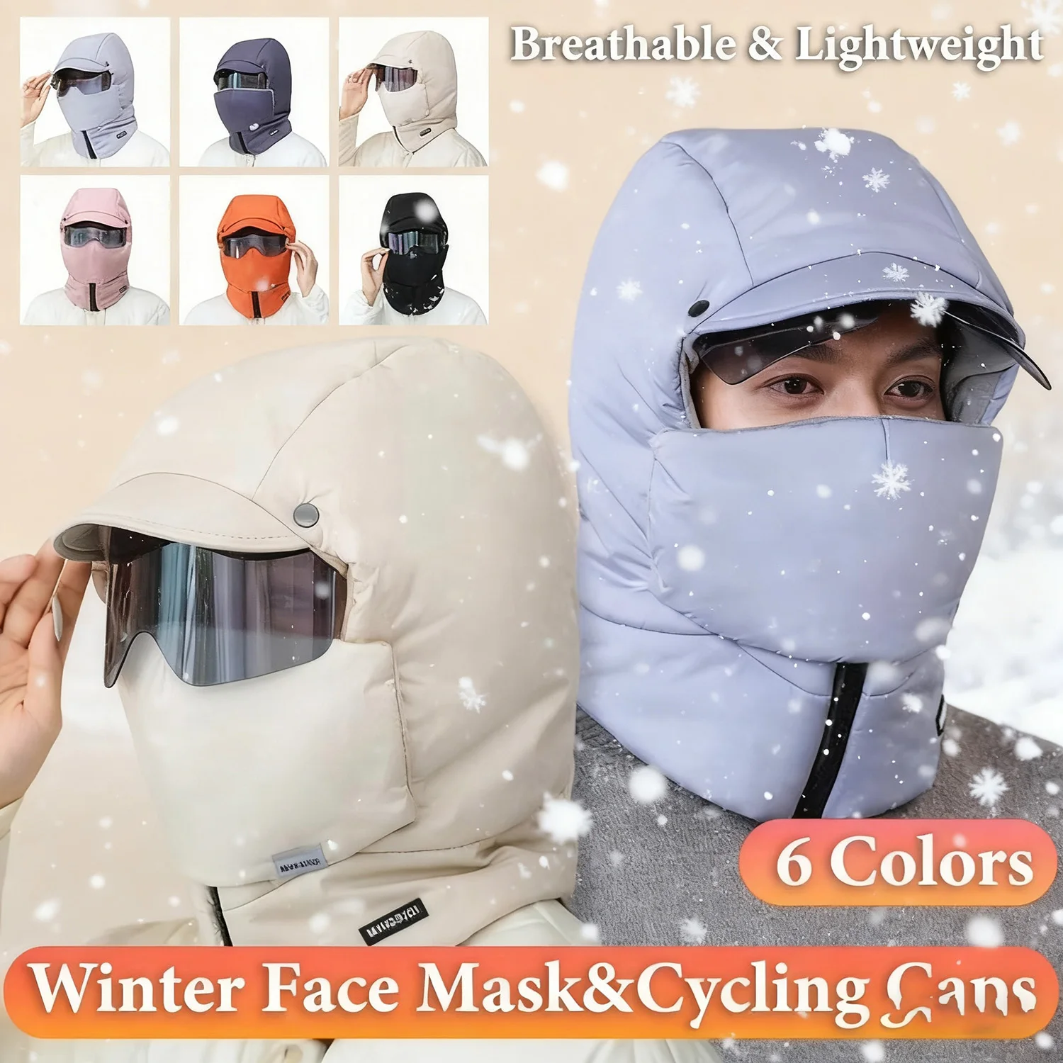 

Windproof Winter Face Mask Ski Caps, Cycling Motorcycle Adjustable Fleece Thermal Face Neck Mask Hat, Warmer Hood Winter Gear