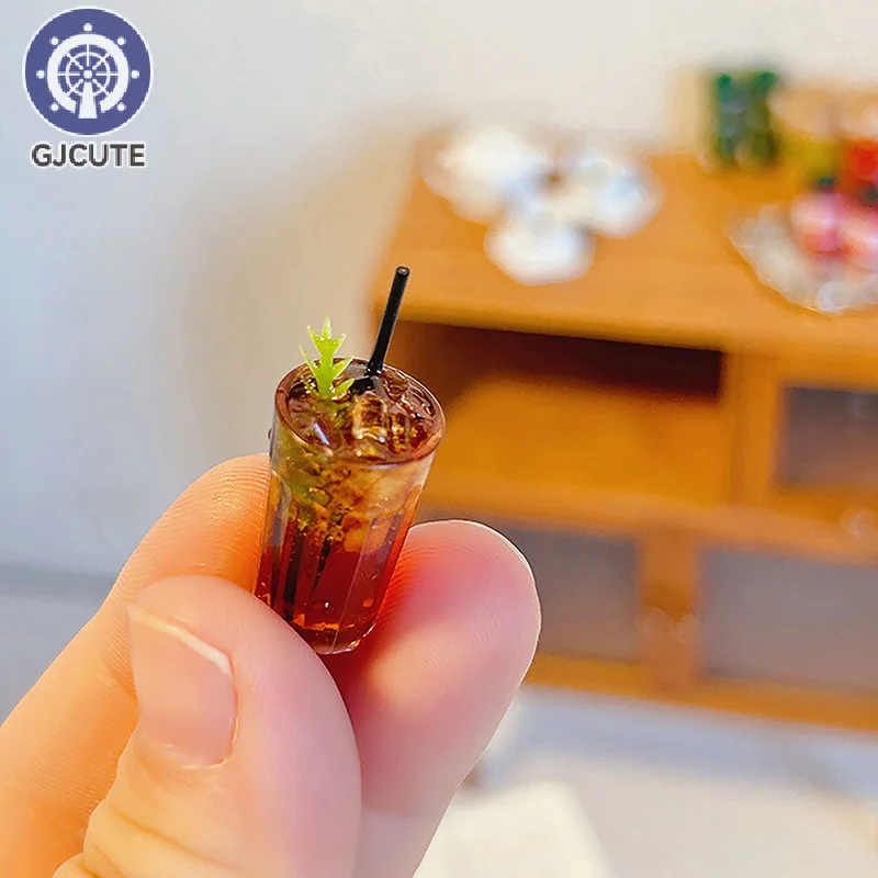 Dollhouse Miniature Cafe Toy Ornaments Model Mini Simulation Drink Iced American Latte Toys Doll House Decor Accessories