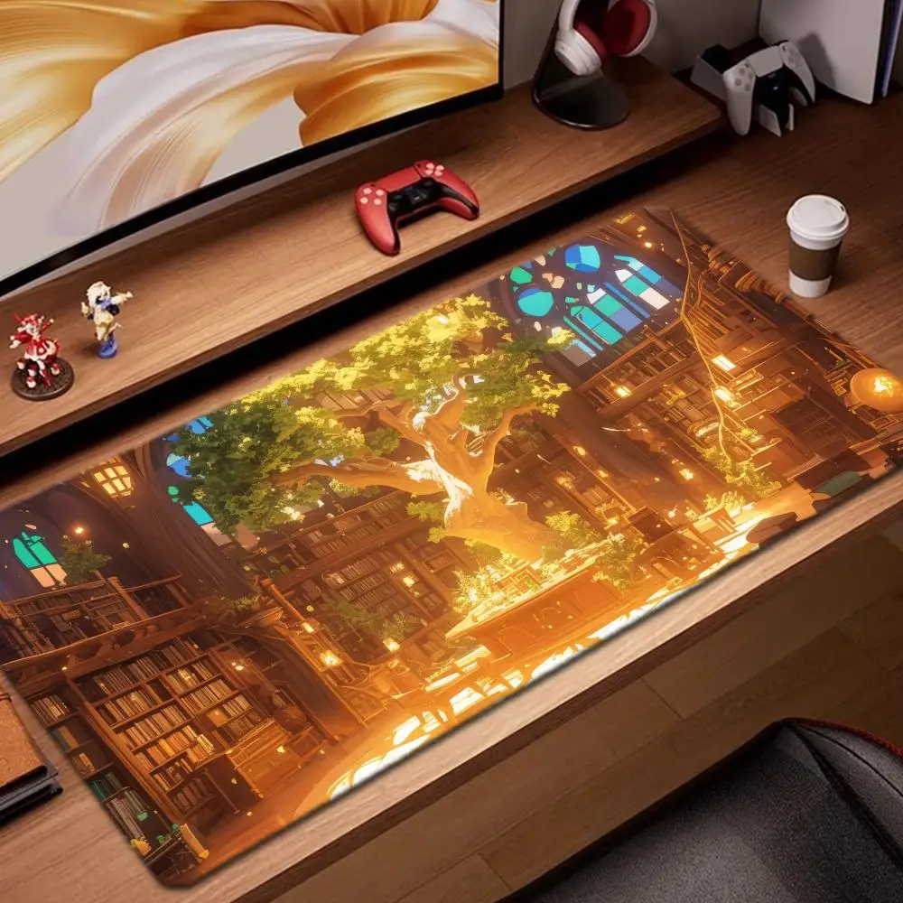 

Фантазийная библиотека Коврик для мыши Игровые аксессуары Коврик для клавиатуры XXL Большой запирающий край 900X400 мм Настольный коврик Игровой коврик для мыши