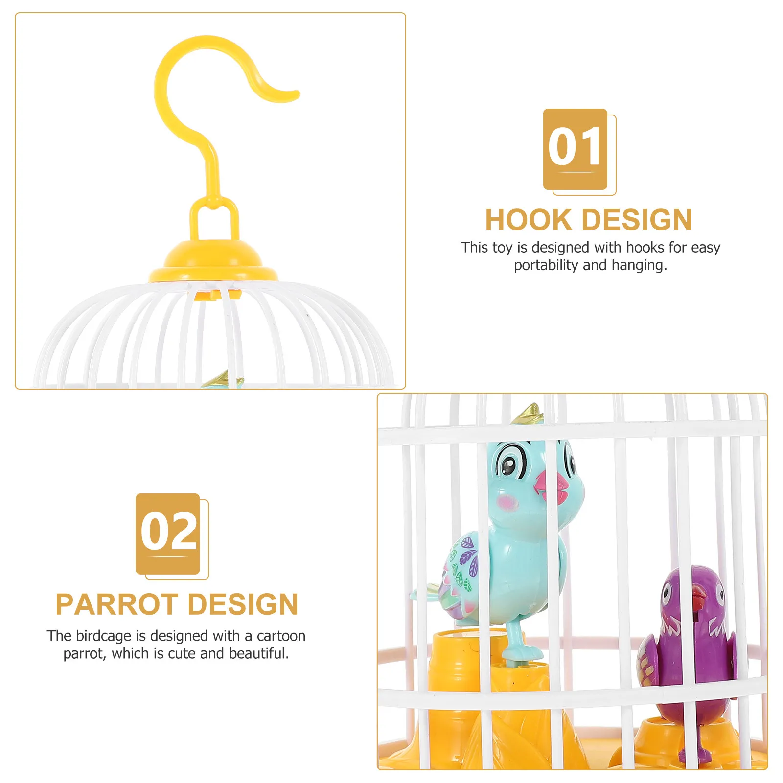 1Pcs Inductive Voice Sensor Bird Cage Simulation Parrot Cage Electric Sound Activated Chirping Lighting Decorative Party Fun