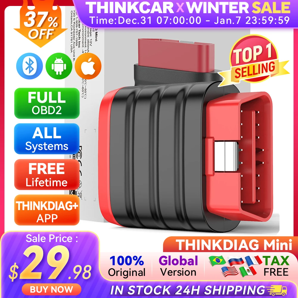 THINKCAR THINKDIAG MINI Auto OBD2 Bluetooth Scanner Full System Diagnostic All Car Lifetime Free Automotive Diagnosis Scan Tool