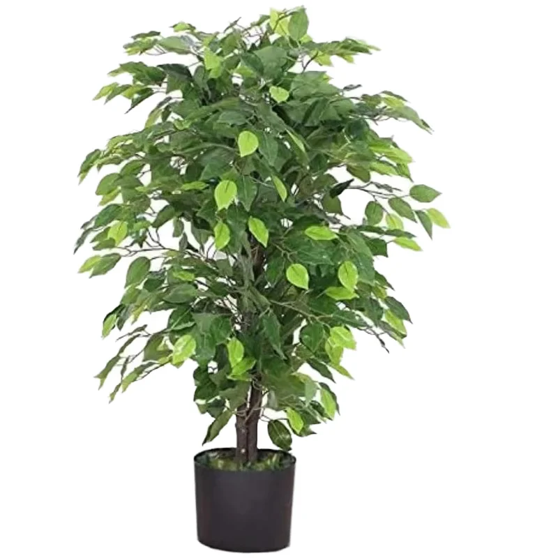 #￥Factory Wholesale Eco-Friendly High Quality Green Plastic Banyan Tree Artificial Plant 60-210cm Fire Retardant Natural Look
