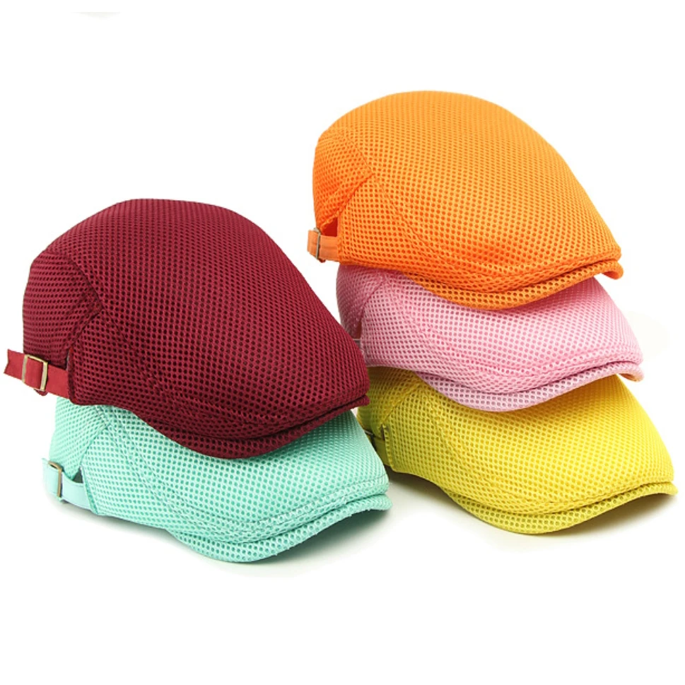HT4775 Beret Cap Spring Summer Mesh Cap Breathable Sun Hat Women Artist Painter Beret Hat Male Female Ivy Flat Cap Mens Berets