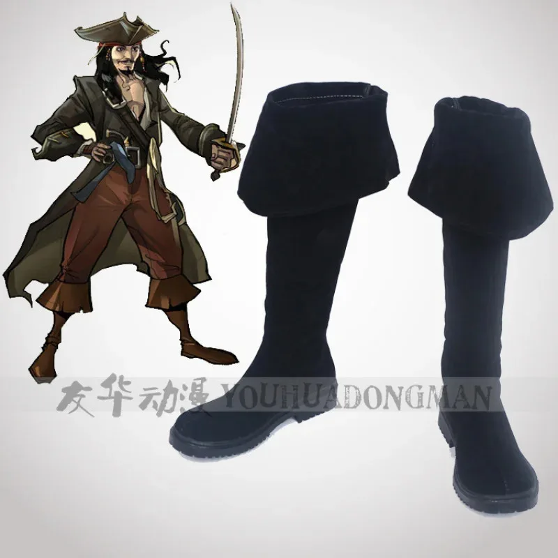

Pirates Of The Caribbean Shoes Pirate Cos Shoes Black Pirate Boots Cosplay Shoes