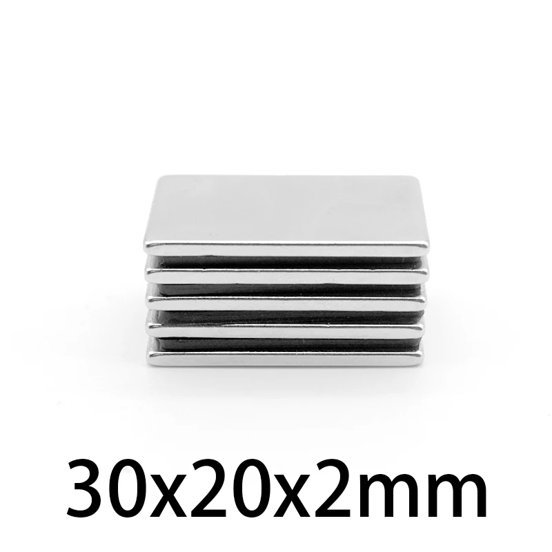 30x20x2mm Block Permanent Magnet 30*20*2mm Super Strong Neodymium Magnet 30x20x2 Powerful Magnets N35 Magnetic 30*20*2