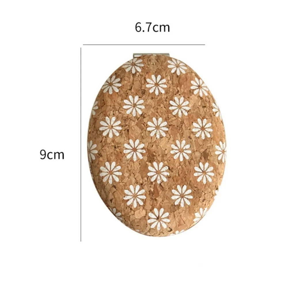 Lusterko do makijażu z korku w stylu vintage, składane, dwustronne, kosmetyczne, ręczne, mini lusterko kieszonkowe, owalne lusterko dla kobiet i dziewcząt.