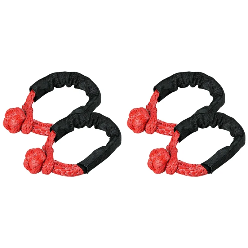 

4X Red Soft Shackle Rope Synthetic Tow Recovery Strap 38,000Lbs WLL Auto Parts Tow Rope Synthetic Fiber