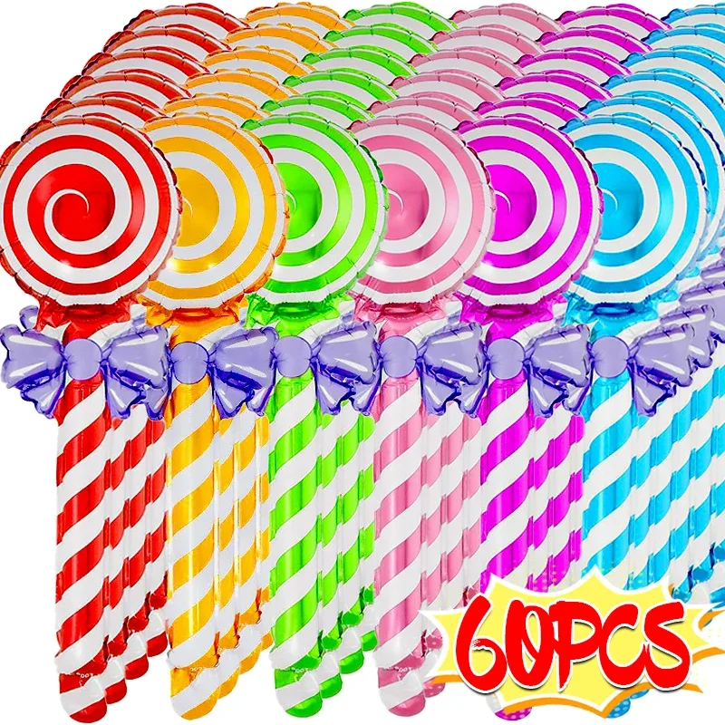 60/6 stücke Bunte Lutscher Luftballons Aluminium Folie Handheld Süßigkeiten Luftballons Weihnachten Geburtstag Hochzeit Party Dekoration Lieferungen