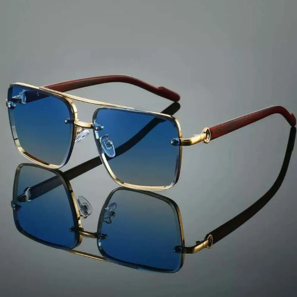 

Lightweight Double-bar Sunnies Alloy Eyewear Unisex Polarizing Lens Sunglasses HD Waterproof Anti-UV Plain Glasses Gift