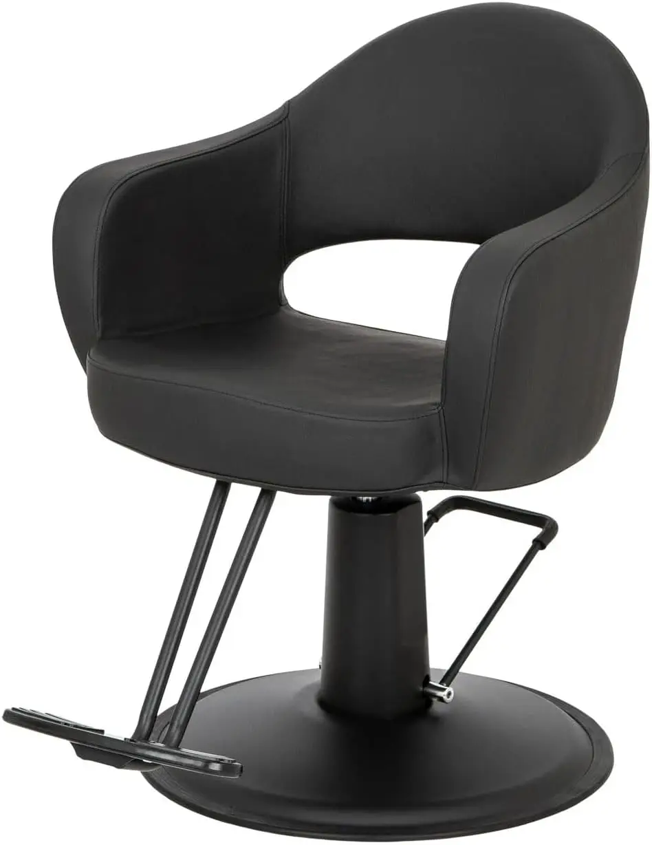 Buy-Rite Cleo Professional Salon Styling Chair & Barber Chair, Luxurious Black Vinyl & Black Stitching, Easy To Clean Seat,