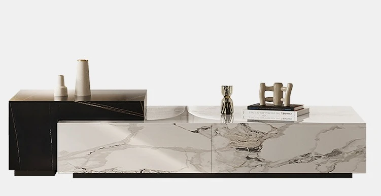 Creativity rock plate coffee table combination high-end villa tea table rectangular small apartment living room home