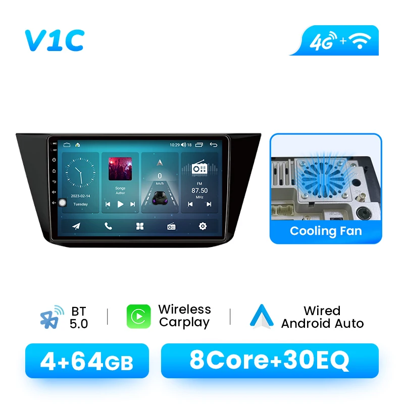 Draadloze CarPlay Autoradio Speler Voor Volkswagen Tiguan 2 Mk 2016 2017 2018 2019 Android 14 Multimedia GPS 4G Wifi DSP IPS 2 Din