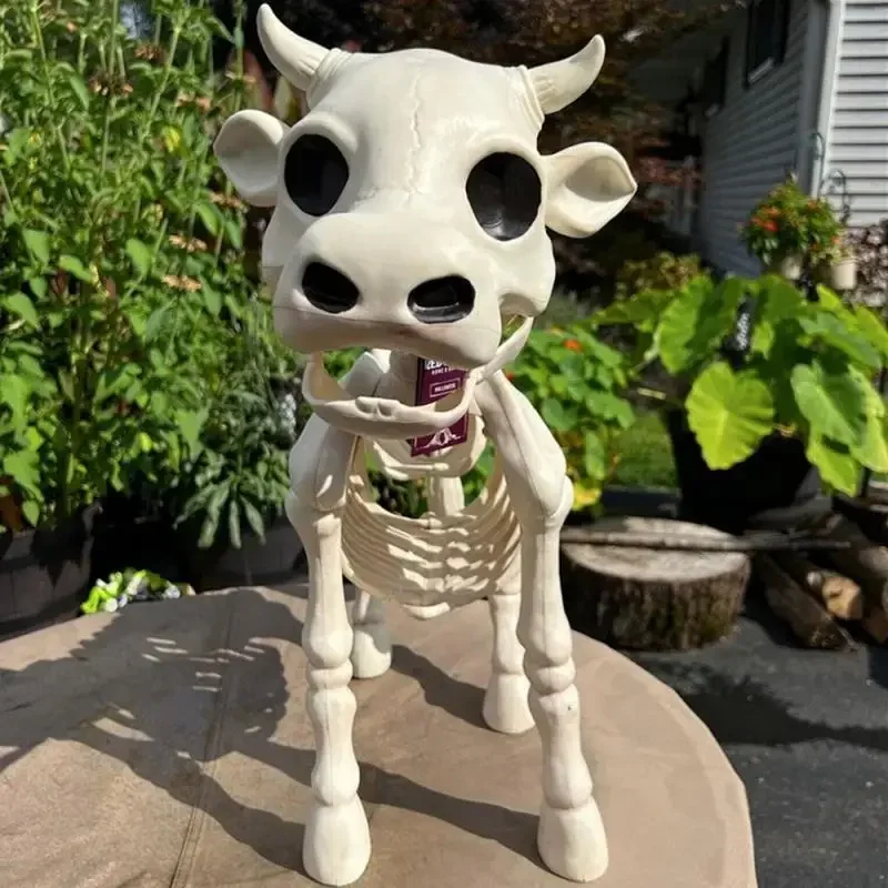 New Halloween Cow Horse Skeleton Tricky Graveyard Resin Cow Skull Skeleton Spooky Halloween Horror Cow Bones Skeleton Decor