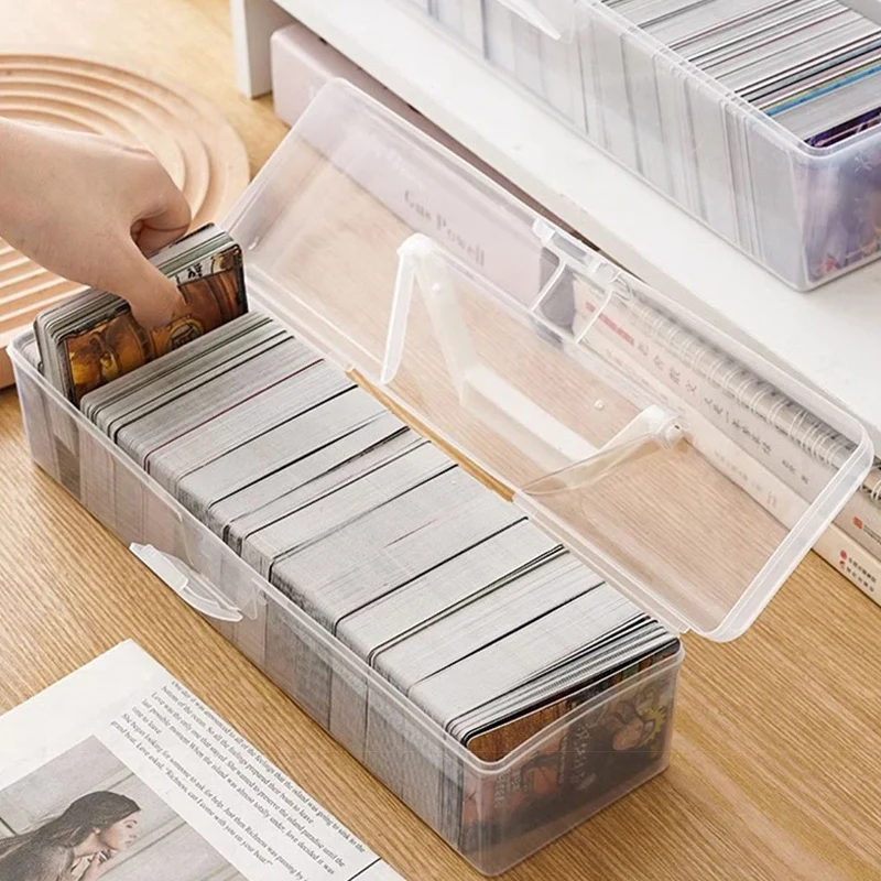 Game Cards Storage Box Football Stars Trading Card Storage Box Plastic Transparent Card Container Portable Game Card Organizer