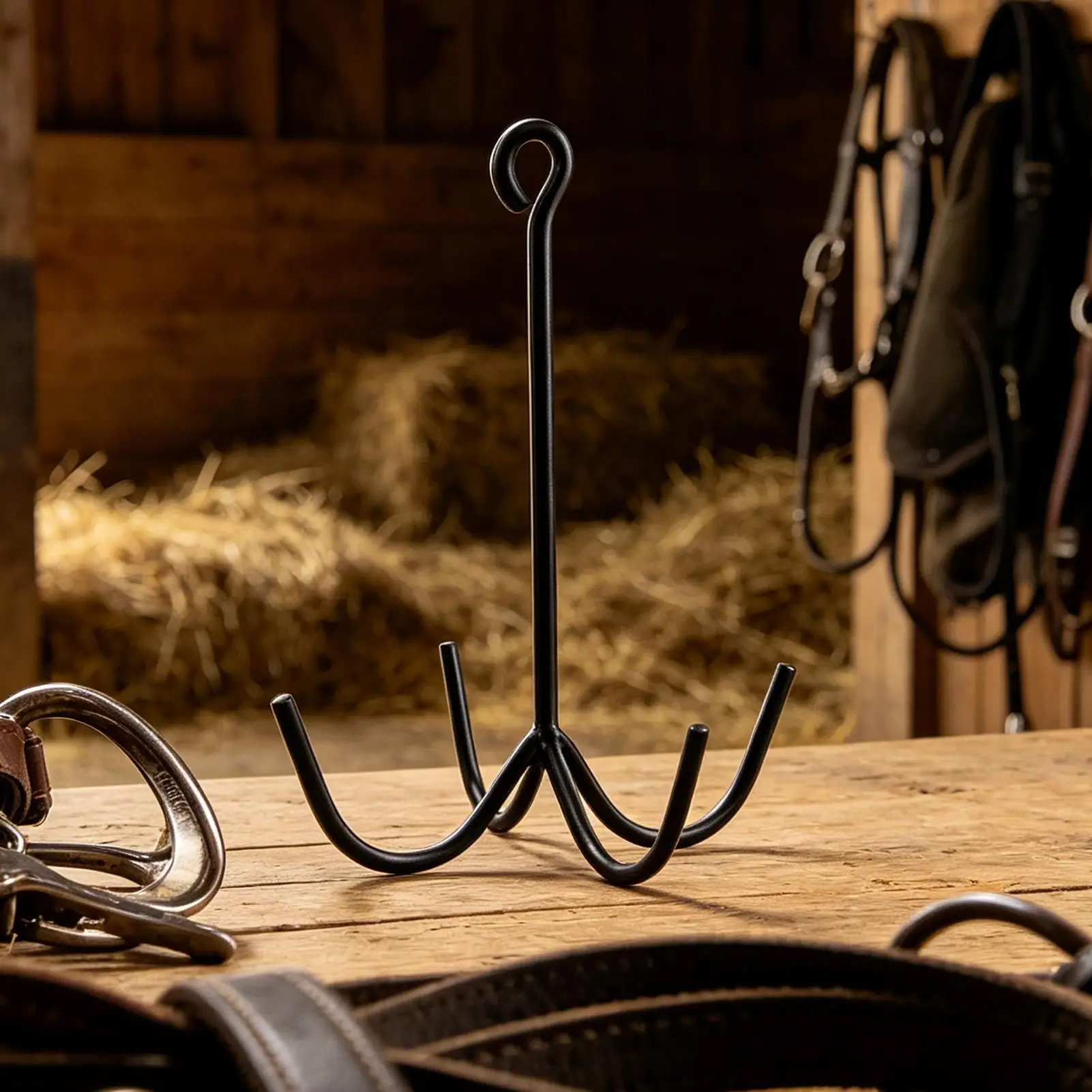 Tack Hook 4 Prong Equestrian Gear Hangers 2 Pieces Tack Rack For Workshop Garage Utility Room Stable Barn Trailer Stall Fence