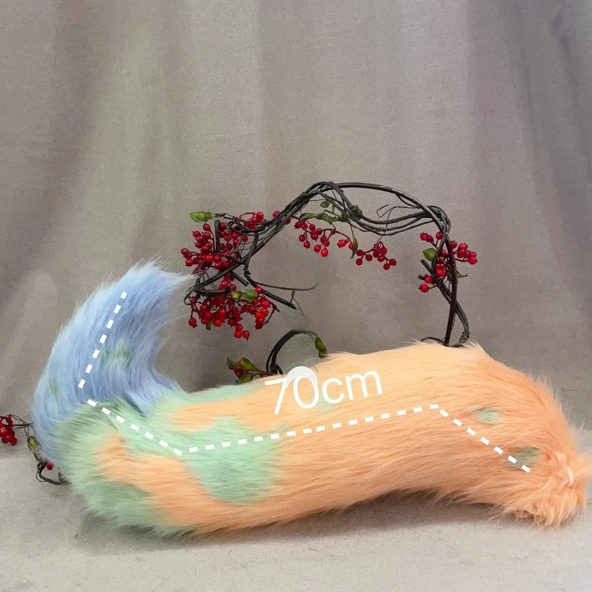 Neue handgemachte Arbeit Halloween Biqiong Wolf Ohren Hairhoop Schwanz Set Anime DIY Kostüm Zubehör nach Maß Kopfbedeckung