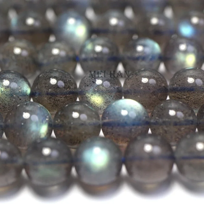 Meihan Natural AAA Madagascar Blue Labradorite smooth round gem stone loose beads Hot Selling Sroducts for jewelry DIY making