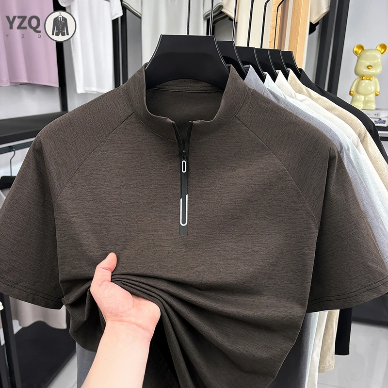 Mens Fashion Quarter Zip - T-shirt Homme 2026 Tendance à Col