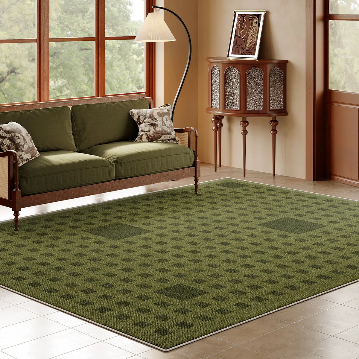 Green Minimalist Carpet for Living Room Large Area Rugs for Bedroom Loop Pile Tpr Soft Floor Mat Cloakroom Rug 카펫 Alfombra Salón view 4