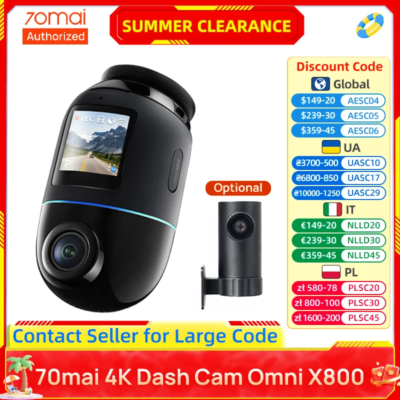 70mai 4K Dash Cam with 4G Kit, 360° Rotation