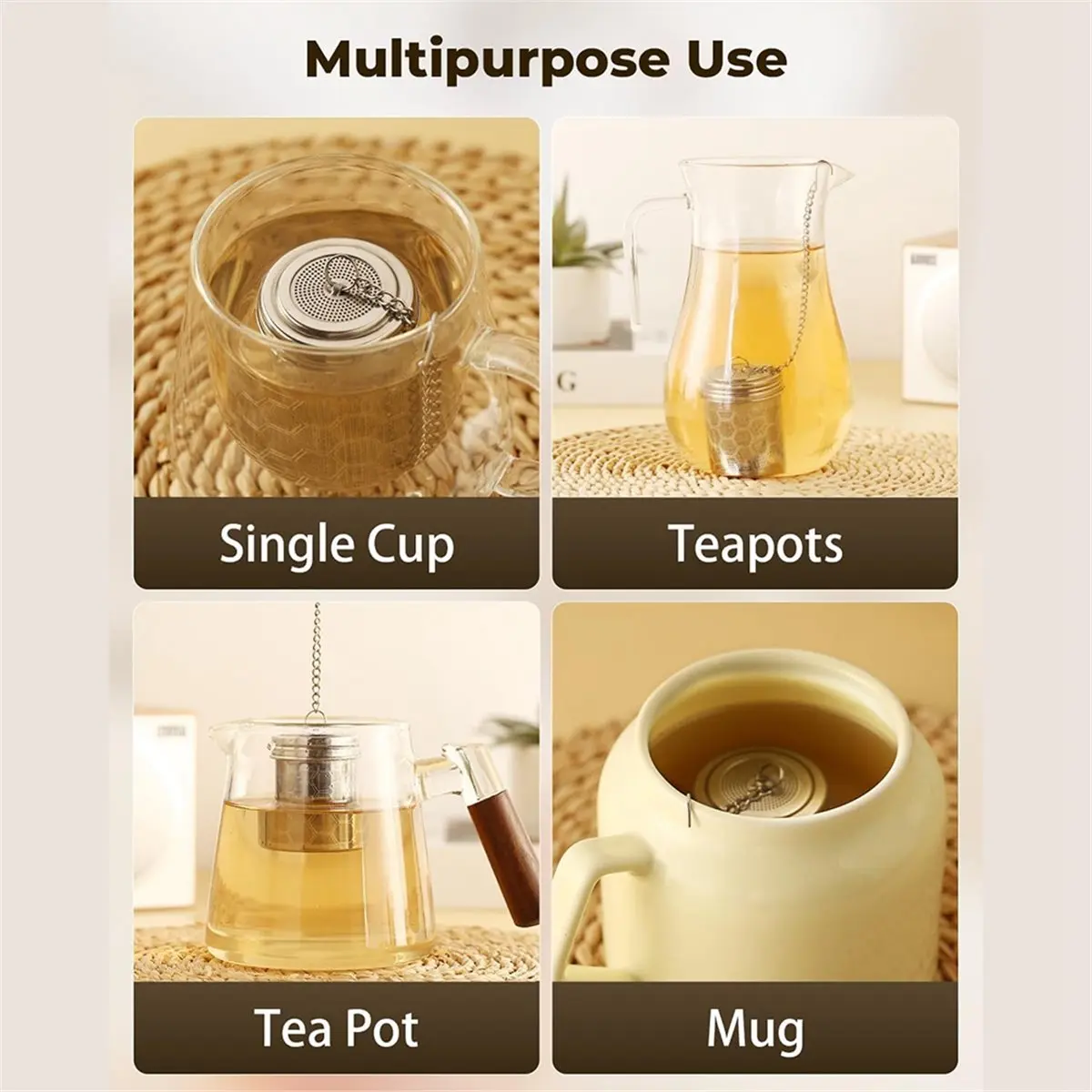 Oct Sale 2 Pack Tea Strainers for Loose Tea, Extra Fine Mesh Tea Infuser, with Chain Hook, Loose Leaf Tea Steeper for Brew Tea