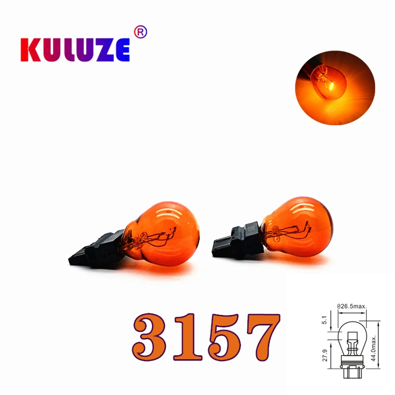 2pcs T25 3157 12V 21/5W Amber Car External Turn Signal Bulb 3156 Halogen Lamp Brake Light Taillight