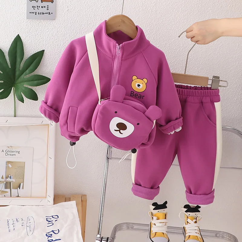 Kids Boutique Clothes Christmas Outfits 2024 Fall  Baby Girl Clothes 1 To 2 Years Cartoon Zipper Jackets and Pants Set for Girls