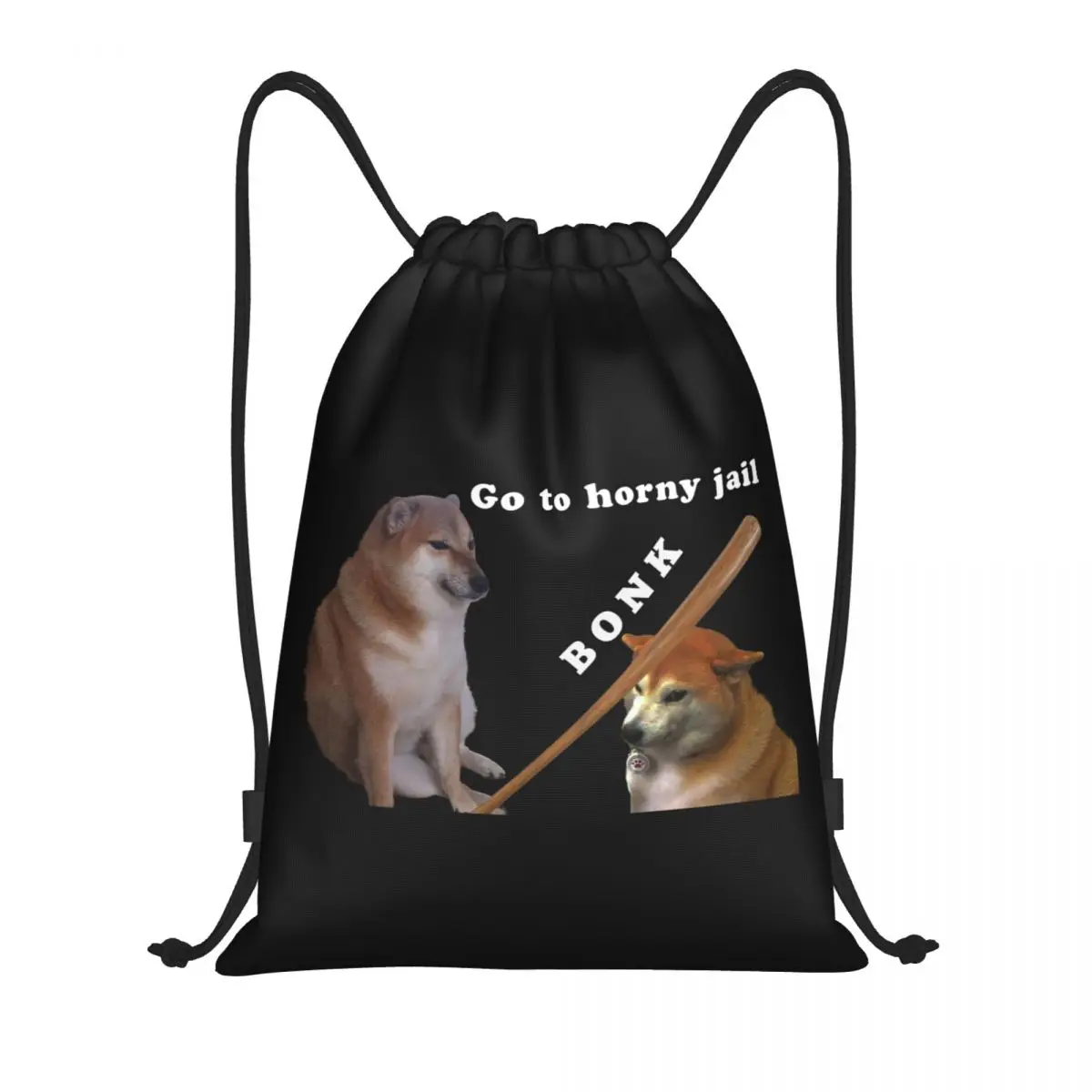 Mochila de cordão personalizada para homens e mulheres, Sackpack leve para esportes de ginástica, Shiba Inu Dog, Cheems, Bonk