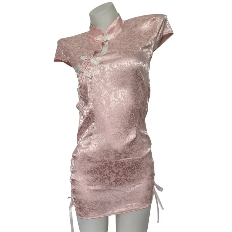 

Sexy cheongsam dresses traditional Chinese costumes Qipao short skirt women retro implant tight dress exotic costumes