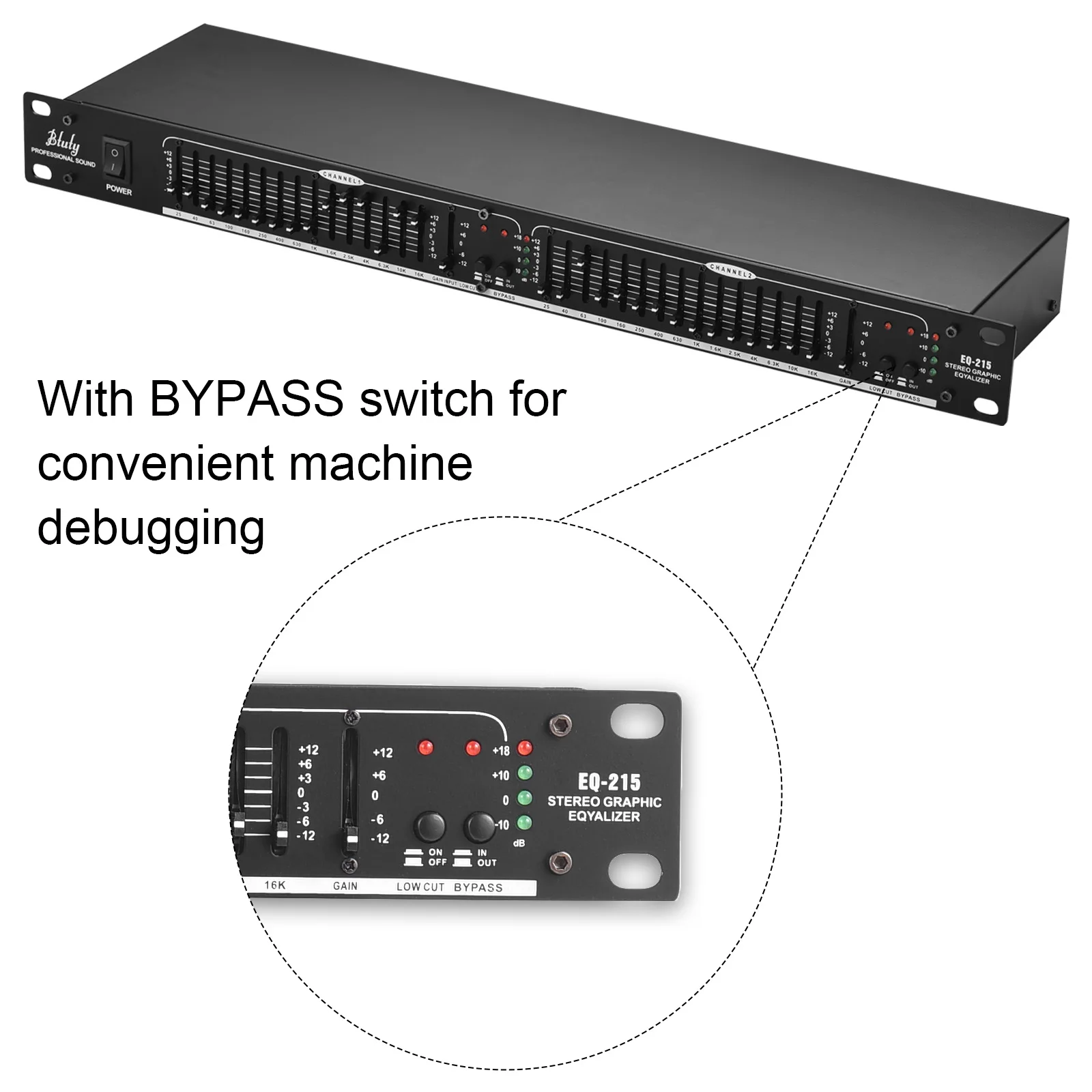 Ecualizador de 15 bandas Btuty EQ-215 canales ecualizador de 15 bandas 1U montaje en rack ecualizador gráfico estéreo de 2 canales ecualizador Musical