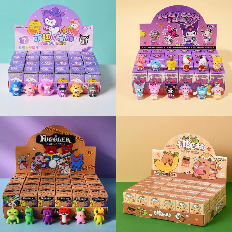 

24pcs Anime New for HelloKitty Blind Box Doll Keychain Pendant Toy Kuromi Children's Christmas Gift Prize Toys